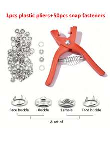 50 pièces/100 pièces Boutons pression en métal + outil d'installation + boîte de rangement, boutons universels sans couture ni rivet, pinces à boutons pression, boutons à cinq griffes, pour artisanat DIY, vêtements, chapeaux, sacs (couleur aléatoire)