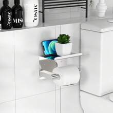 Toilet Creative Toilet Paper Holder Bright Color Non-Perforated Roll Paper Holder Bathroom Stainless Steel Mobile Phone Paper Towel Holder Bathroom Decor Fall Decor