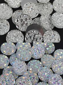 Set de 20 piezas/Paquete de Rhinestones de Resina Planos, Rhinestones de Resina Redondos Grandes de 20 mm, Gemas de Resina de Colores Blanco y Blanco AB para Manualidades DIY y Decoraciones de Prendas