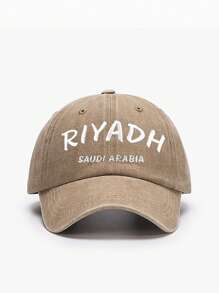 1pc Women's Baseball Caps Saudi Arabia Riyadh Embroidery Washed Fabric Breathable Soft Vintage Simple And Fashion Women's Accessories Sunscreen Hat Kpop