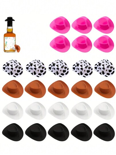 12 pezzi Cappellini da bambola micro - Mini cappelli da festa, Mini cappelli da cowboy in plastica, Cappelli da cowboy da donna, Artigianato, Cappelli western, Accessori per feste di bambole, Decorazione per casa delle bambole (Marrone, Bianco, Rosa, Nero) Ritorno a scuola San Valentino
