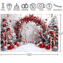 1pc Red Candy Cane Christmas Theme 1st Birthday Backdrop, Photography Background Hanging Cloth