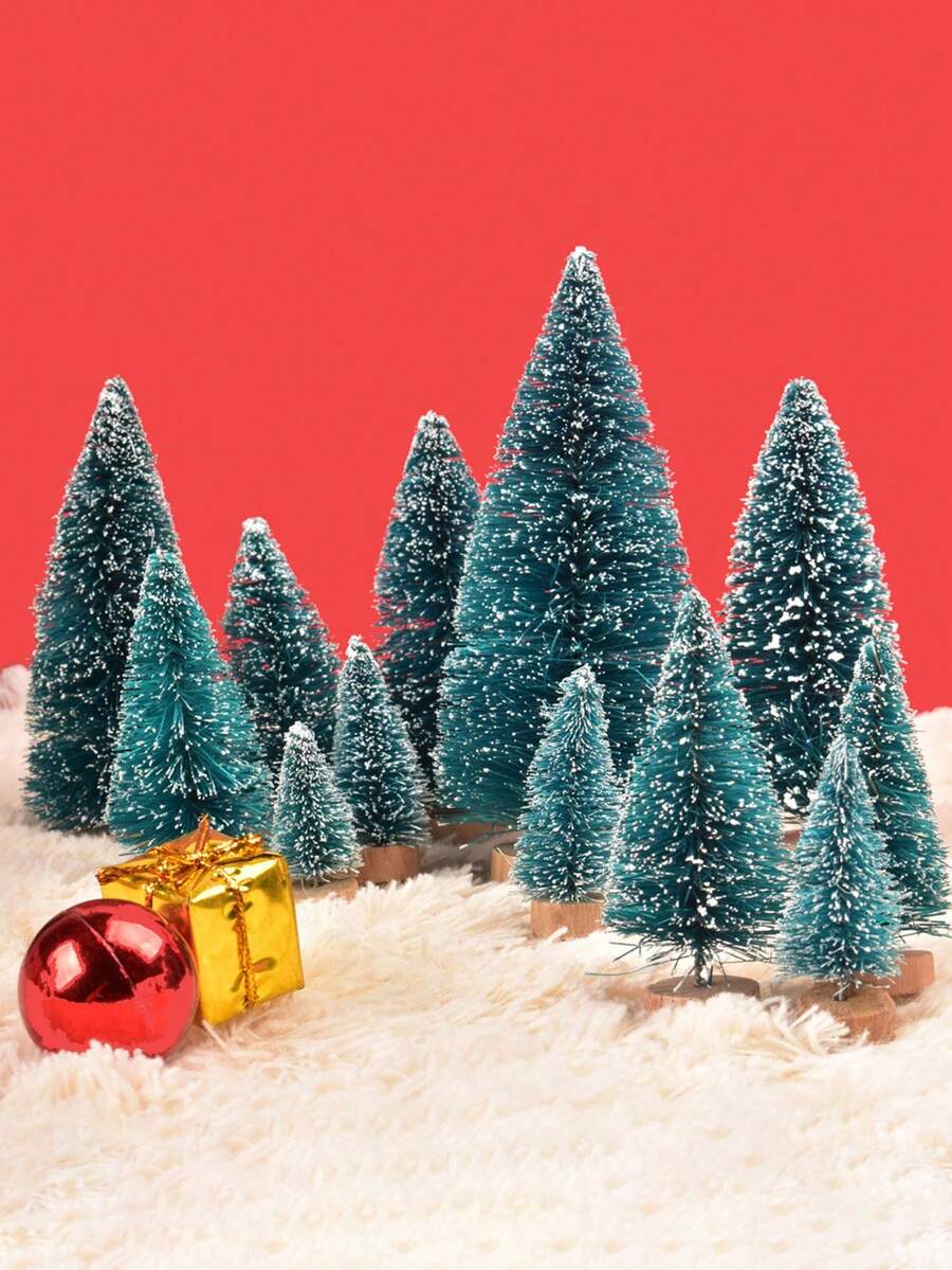 1 件微景观装饰彩色松针圣诞树雪松树圣诞装饰装饰品，迷你桌面圣诞松树装饰，创意可爱家居装饰，适合 DIY 派对和家庭节日装饰 - 橄欖綠 - 查看 1