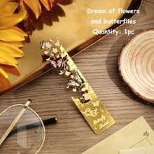 1pc Metal Hollow Bookmark Retro Fantasy Butterfly Flowers Asymmetric Reading Mark Bookmark Stationery Supplies For Gift Birthday Friends Club Book Lover Readers Office - one-size - View 14