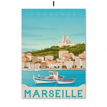 1PC Tranh minh họa phong cảnh thành phố du lịch nhiều màu sắc Tranh vải Canvas Pháp Đẹp Paris Monaco Nantes Poster Nghệ thuật Bắc Âu Trang trí phòng treo tường Không có khung - nhiều màu - Xem 7
