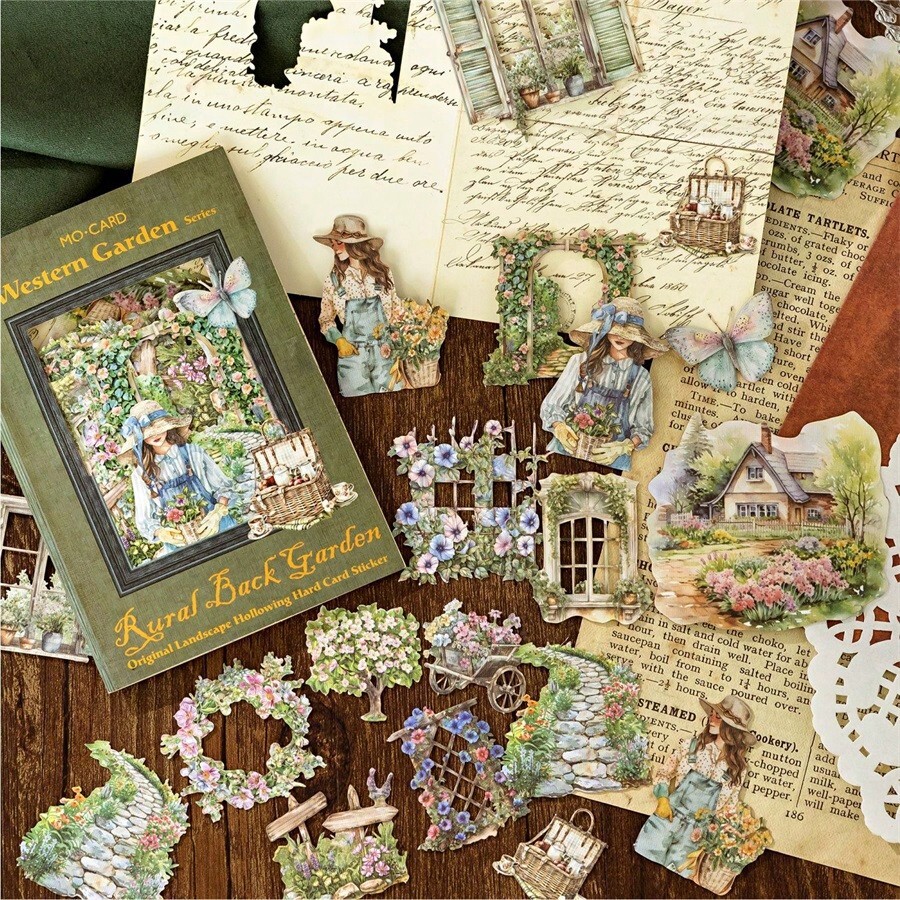 30Pcs/Bag Sticker Pack, Western Garden Series, Vintage Garden Beauty