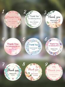 35pc Customized Circular Wedding Stickers, Personalized Circular Label Stickers, Customized Name, Date, Thank You Stickers, Personalized Design Wedding Labels, Wedding Specific Customized Stickers