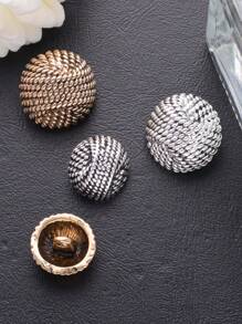 10pcs/Set Crocheted Cable Knitting Pattern Round Vintage Metal Buttons, Suitable For Coats, Jackets, Suits, Uniforms In Autumn/Winter, DIY Sewing Accessories - Multicolor - View 5