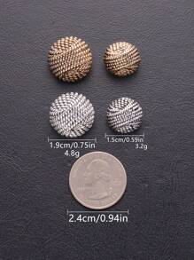 10pcs/Set Crocheted Cable Knitting Pattern Round Vintage Metal Buttons, Suitable For Coats, Jackets, Suits, Uniforms In Autumn/Winter, DIY Sewing Accessories - Multicolor - View 3