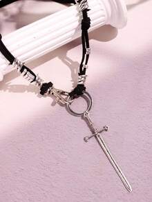 1 chiếc vòng cổ mặt thánh giá gai phong cách Punk tối màu, thiết kế trang sức tối giản và đa năng dành cho phụ nữ - Nhiều màu - Xem 3