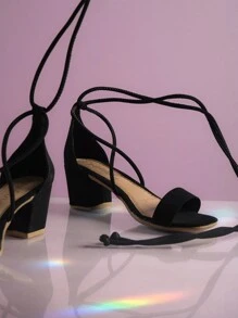 Women Heeled Sandals - Negro - Ver 3