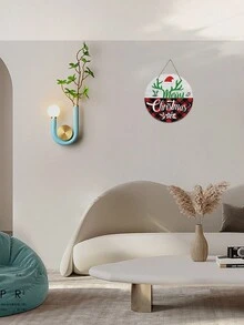 1 件圣诞装饰木板，可爱的圆形木牌，圣诞树/墙壁/门挂饰，可爱的圣诞礼物 - 紅白色 - 查看 3