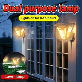 新升级太阳能感应灯钨丝暖光壁灯户外LED防水照明二合一落地灯壁灯两用草坪灯花园轮回廊路灯壁灯太阳能装饰灯