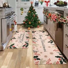 Bộ 1/2 thảm trải sàn nhà bếp chủ đề Giáng sinh, thảm họa tiết cây thông Noel cổ điển, thảm ván gỗ, thảm kẻ caro kiểu Buffalo, tạo không khí Giáng sinh, chống bẩn và chống trơn trượt, mềm mại và thoải mái, dễ vệ sinh, phù hợp cho phòng ngủ, phòng khách, phòng ăn, nhà bếp, phòng tắm, lối vào, trang trí Giáng sinh, đồ dùng cho tiệc Giáng sinh. - Nhiều màu - Xem 14