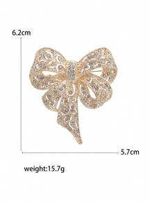 Rhinestone Bow Brooch For Women Dress Coat Pin Christmas New Year Gift