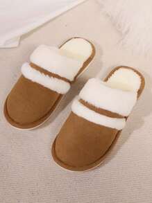 Women Rabbit Hair Thermal Slippers, Plush Lip & Thickened Thermal Lined Fluffy Slip-On House Slippers, Warm For Indoor Use