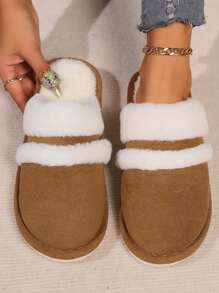 Women Rabbit Hair Thermal Slippers, Plush Lip & Thickened Thermal Lined Fluffy Slip-On House Slippers, Warm For Indoor Use
