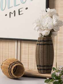 1 件手工编织花瓶仿藤干花瓶植物架婚礼生日派对桌面装饰家居装饰品 - 彩色 - 查看 3