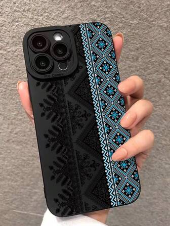 Vintage Perforated Straight Edge Pattern Retro Totem Red And Black Colorful Shock-Proof Phone Case Compatible With Iphone P14 Pro Max, P13, P11, P12, XR, 7/8, GES2 IPhone Models And A03s, A03 Core, A04, A12, A13, A14, A21s, A22, A23, A24, A32, A33, A34, A51, A52, A53, A54, A71, A72, A73, S20 FE, S21, S22, Redmi 9, 9A, 10A, 10C, Redmi Note 9, Note 10, Note 11, Note 12, 12, 12C Waterproof Anti-Fall Scratch Resistant