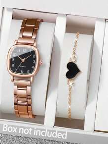 2 chiếc đồng hồ thời trang Grace Simple cho bé gái Vòng tay hình trái tim đẹp nhất Đồ trang trí Giáng sinh Halloween Quà tặng sinh nhật cho bé gái - Hoa hồng vàng - Xem 1