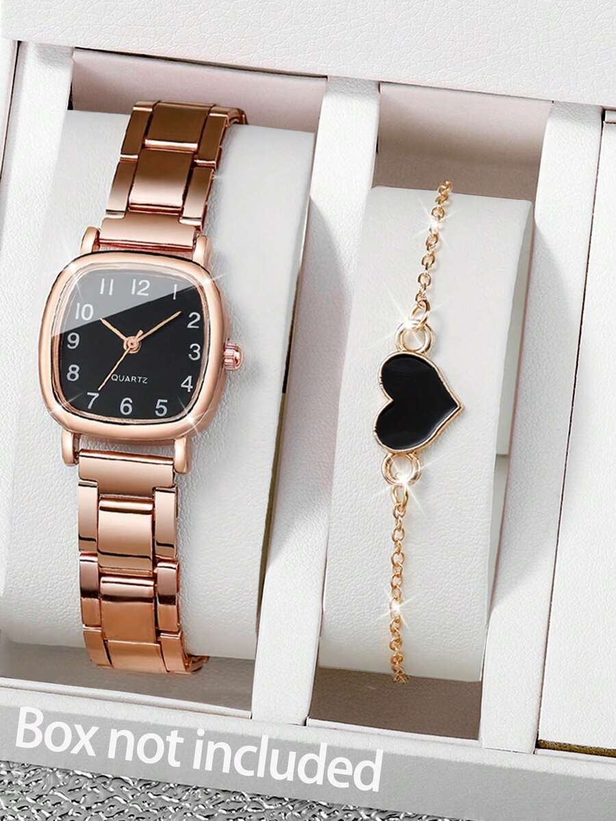 2 chiếc đồng hồ thời trang Grace Simple cho bé gái Vòng tay hình trái tim đẹp nhất Đồ trang trí Giáng sinh Halloween Quà tặng sinh nhật cho bé gái - Hoa hồng vàng - Xem 1