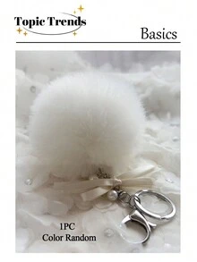 1 件蓬松钥匙扣，带丝带蝴蝶结和人造珍珠球包吊坠包礼物情人节汽车配件女士钥匙扣可爱钥匙扣毛绒钥匙扣圆形钥匙扣配件适用于家庭汽车钥匙包饰手机饰物饰物情人节母亲节生日毕业和其他节日-完美的礼物 Y2K 感恩节 - 彩色 - 查看 9