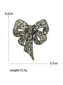 Rhinestone Bow Brooch For Women Dress Coat Pin Christmas New Year Gift