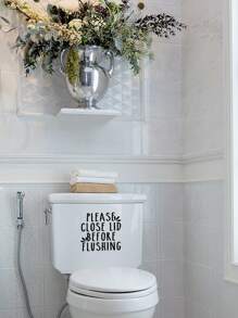 RandySticker 1pc/2pcs Please Close Lid Before Flushing Funny Toilet Stickers Bathroom Stickers Toilet Stickers Home Life Stickers Tip Stickers Gifts Birthday Graduation