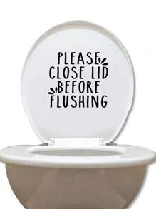 RandySticker 1pc/2pcs Please Close Lid Before Flushing Funny Toilet Stickers Bathroom Stickers Toilet Stickers Home Life Stickers Tip Stickers Gifts Birthday Graduation