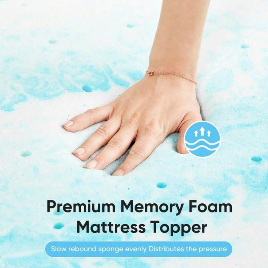 SweetFurniture Mattress Topper Memory Foam Cooling Gel Swirl Infused