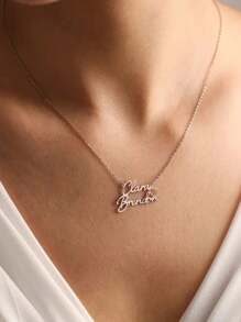 1pc Gold Gold Silver Rose Gold Custom Gold Romantic Double Heart Necklace, Couple Brand Pendant Necklace, Fashion Wedding Jewelry, The Best Gift For Her Thanksgiving Christmas