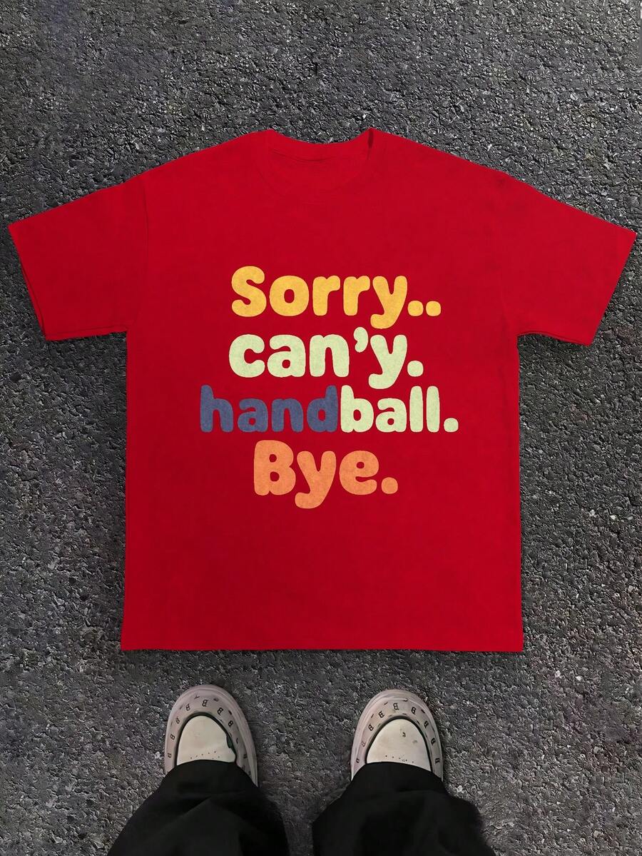 Words Playful Illustration Of Typography 180g Pure Cotton Men's Tshirt Comfort Fit - Đỏ - Xem 1