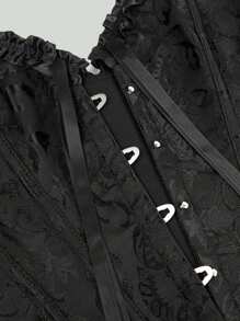 Palace Style Corset With Boning To Shape Waist And Push Up Bust, Sexy Jacquard Shapewear Top, Suitable For Wearing With A Dress, 1pc - 彩色 - 查看 8