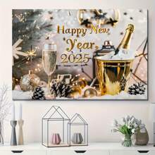 Decoração de Ano Novo 2025, Fundo de Banner de Feliz Ano Novo, Suprimentos para Festa de Ano Novo, Fundo de Fotografia de Ano Novo Foto