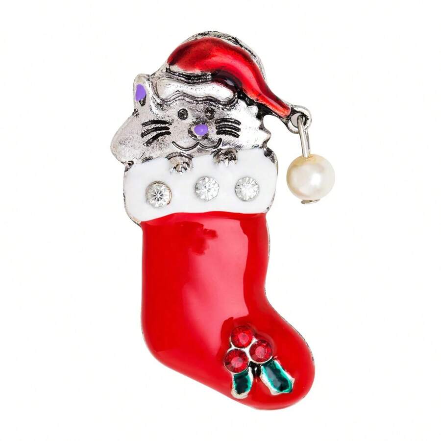 1 件女士可爱圣诞别针吊坠胸针，时尚配饰，简约设计男士装饰 - 彩色 - 查看 1