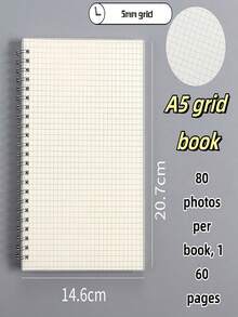 1 pieza Cuaderno de espiral creativo A5/B5, bloc de notas en blanco con tapa de plástico mate y diseño simple de cuadrícula - Multicolor - Ver 5