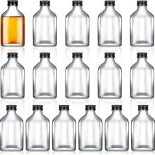 16/3 paquetes, botellas de vidrio transparente pequeñas de 1.7oz/50ml, 3.4oz/100ml, 6.8oz/200ml con tapas, botellas redondas de Boston de 50ml para pociones, jugos, ginebra, aceites, líquidos - SIN FUGAS