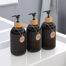 3 hộp đựng xà phòng màu đen 16,91oz có nhãn, hộp đựng kem dưỡng da có hình chữ cái, hộp đựng chai xà phòng tắm rỗng có vòi bơm cho dầu gội sữa tắm dầu xả, đồ dùng phòng tắm, đồ sắp xếp và lưu trữ phòng tắm, đồ trang trí nhà cửa, đồ nội thất cho gia đình trang trí phòng tắm trang trí mùa thu trở lại trường học - màu đen - Xem 5