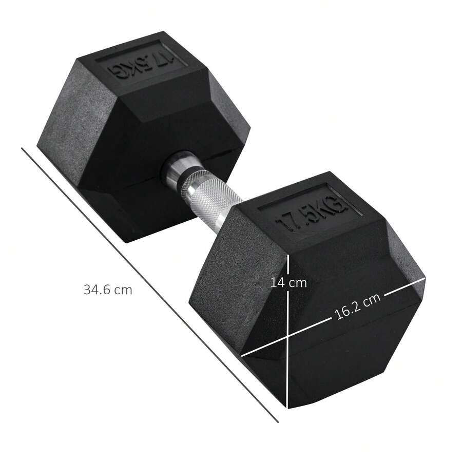 17.5KG Single Rubber Hex Dumbbell Portable Hand Weights
