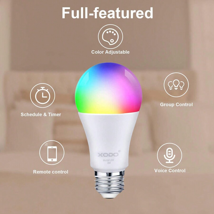 Contixo XODO Smart WiFi A19 E26 Dimmable Light Bulb LB32PK 9W (60W
