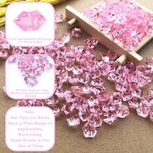 100 viên đá Acrylic màu hồng giả đá vụn, pha lê giả trang trí đá quý bằng nhựa, đá quý, bình hoa trang trí nhà cửa, nghệ thuật thủ công, trưng bày quà tặng tốt nhất - Hồng - Xem 2
