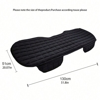 1 pieza Cojín de asiento trasero de felpa con rejilla para coche - Negro