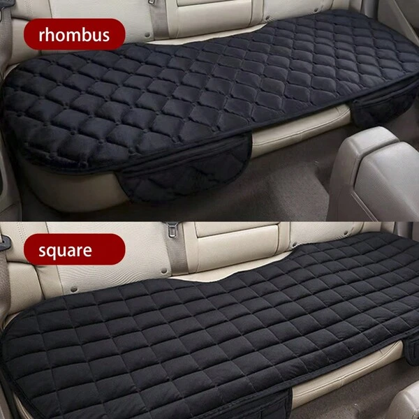 1 pieza Cojín de asiento trasero de felpa con rejilla para coche - Negro