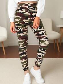 3 条装女式迷彩印花运动紧身裤，秋冬休闲运动紧身裤，适合跑步、锻炼、健身，7/8 长度 - 彩色 - 查看 3