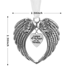 1PC Đồ trang trí tưởng niệm Giáng sinh Đôi cánh thiên thần cho người thân yêu đã mất Một phần trái tim tôi ở trên thiên đường Quà tặng chia buồn treo trên cây thông Noel kèm ruy băng lụa - Nhiều màu - Xem 3