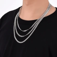 Collar de cadena rizada grabada de estilo vintage de plata de ley 925, diseño grueso de estilo hip hop, unisex