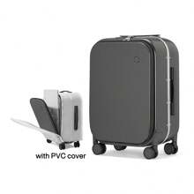 20 英寸前开式旅行箱铝制框架拉杆箱手提行李箱带笔记本电脑隔层和行李箱罩，适合商务旅行度假，岩灰色行李箱旅行箱防水手提行李箱手提行李箱度假冬季包适合学校学校配件学校用品 - 灰色 - 查看 11