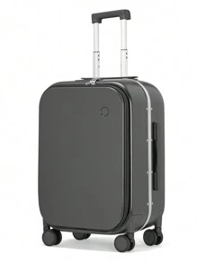 20 英寸前开式旅行箱铝制框架拉杆箱手提行李箱带笔记本电脑隔层和行李箱罩，适合商务旅行度假，岩灰色行李箱旅行箱防水手提行李箱手提行李箱度假冬季包适合学校学校配件学校用品 - 灰色 - 查看 3