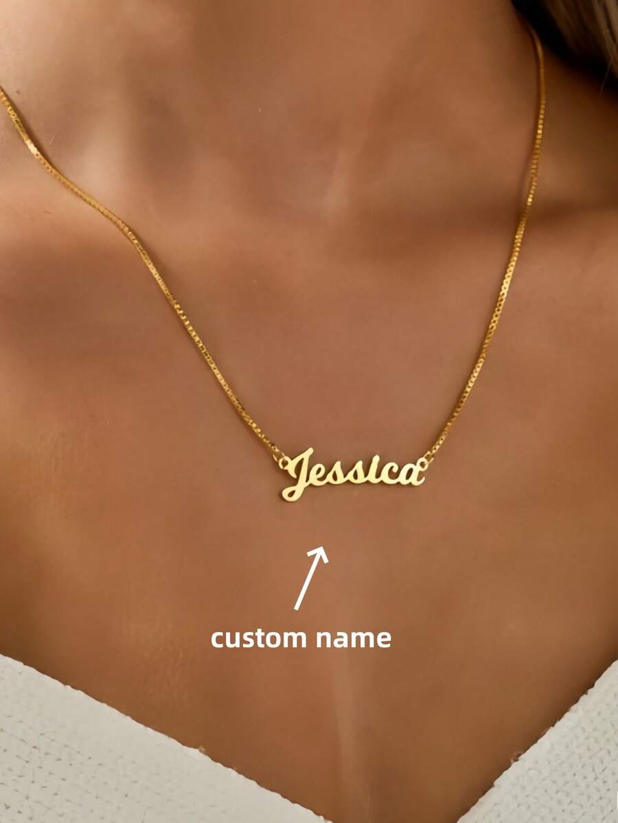 1 件金色玫瑰金定制名字项链，个性化珠宝，节日礼物，个性化礼物，定制礼物，母亲节礼物，圣诞礼物，妈妈礼物 - 彩色 - 查看 1