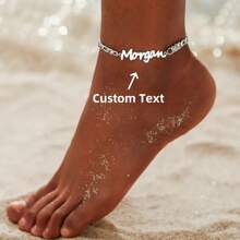 1 chiếc lắc chân bằng bạc vàng hồng nhiều kiểu phông chữ tùy chọn thiết kế cá nhân hóa trang sức bãi biển bohemian bằng thép không gỉ xích Cuba lắc chân cho nữ lễ tạ ơn giáng sinh - Nhiều màu - Xem 1